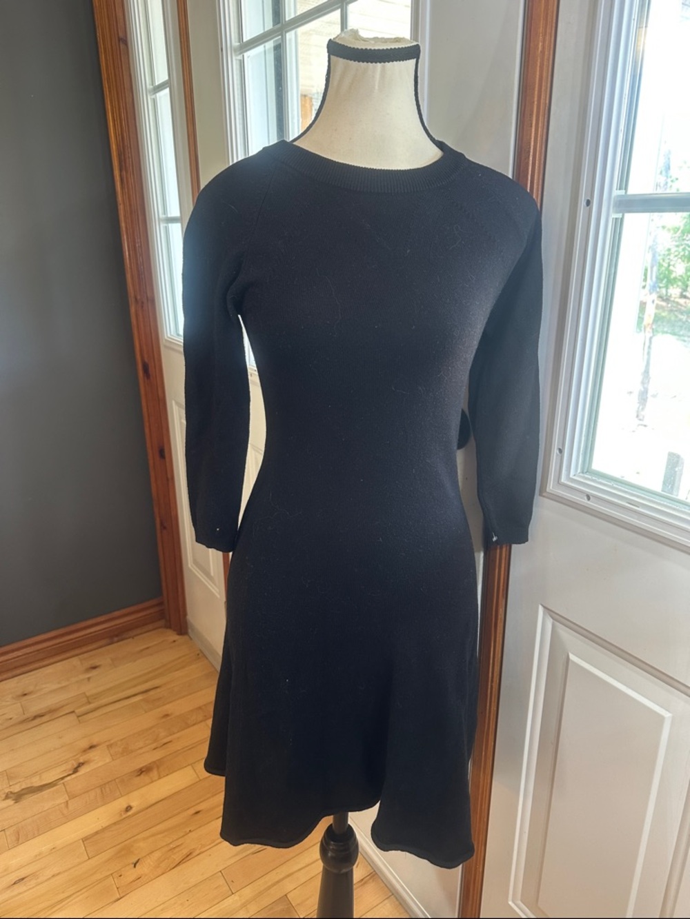 Sunday Best Black Long-Sleeve Fit & Flare Knit Sweater Dress
